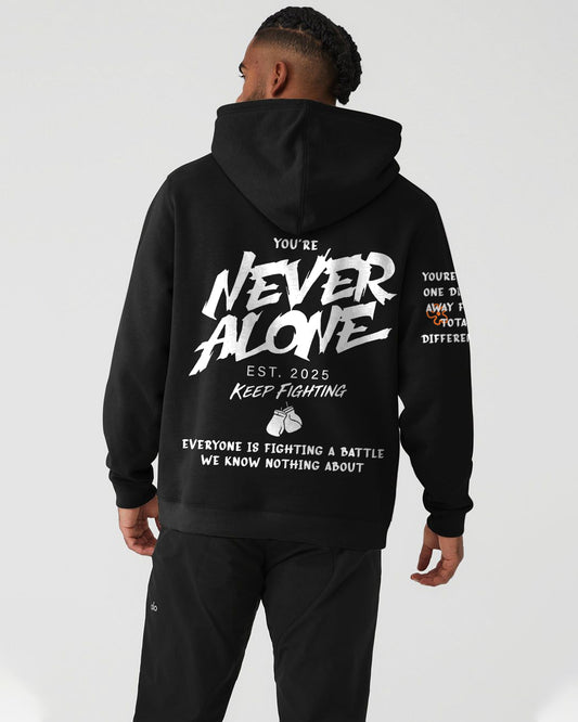 Never Alone Fighter Mens Hoodie