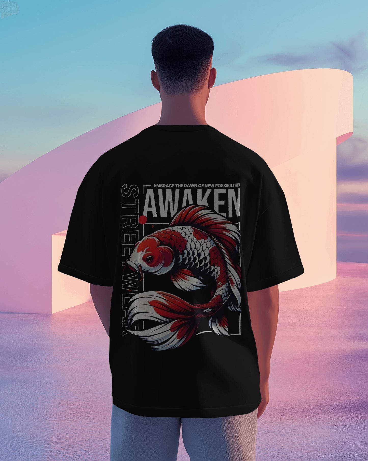 Awaken Koi Streetwear Mens T-shirt
