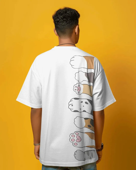 Premium Stacked Meow Mens Oversized T-shirt