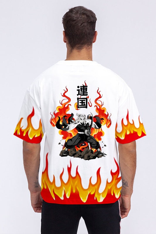 Premium Rengoku Flame Mens Oversized T-shirt