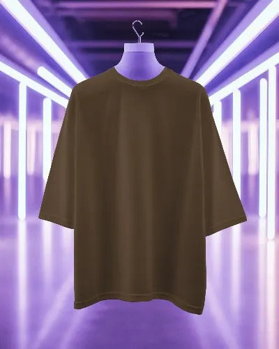 Brown Plain Oversized T-shirt