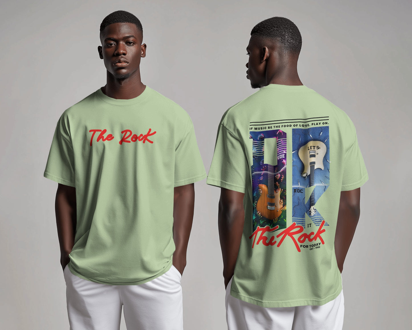 The Rock Guitar Vibes Mens Oversized T-shirt