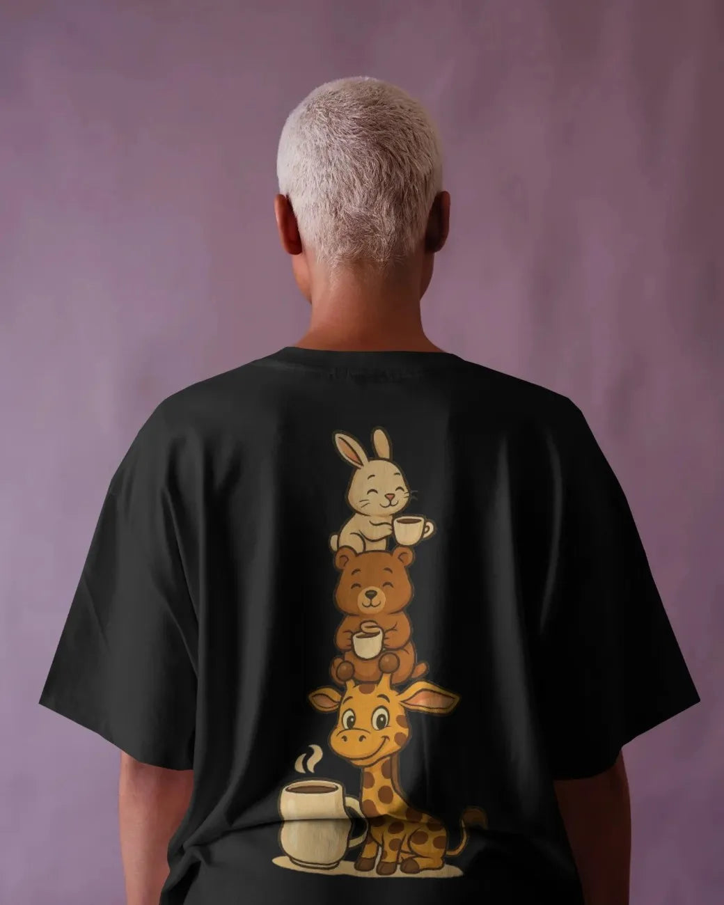 Espresso Giraffe Women Oversized T-shirt