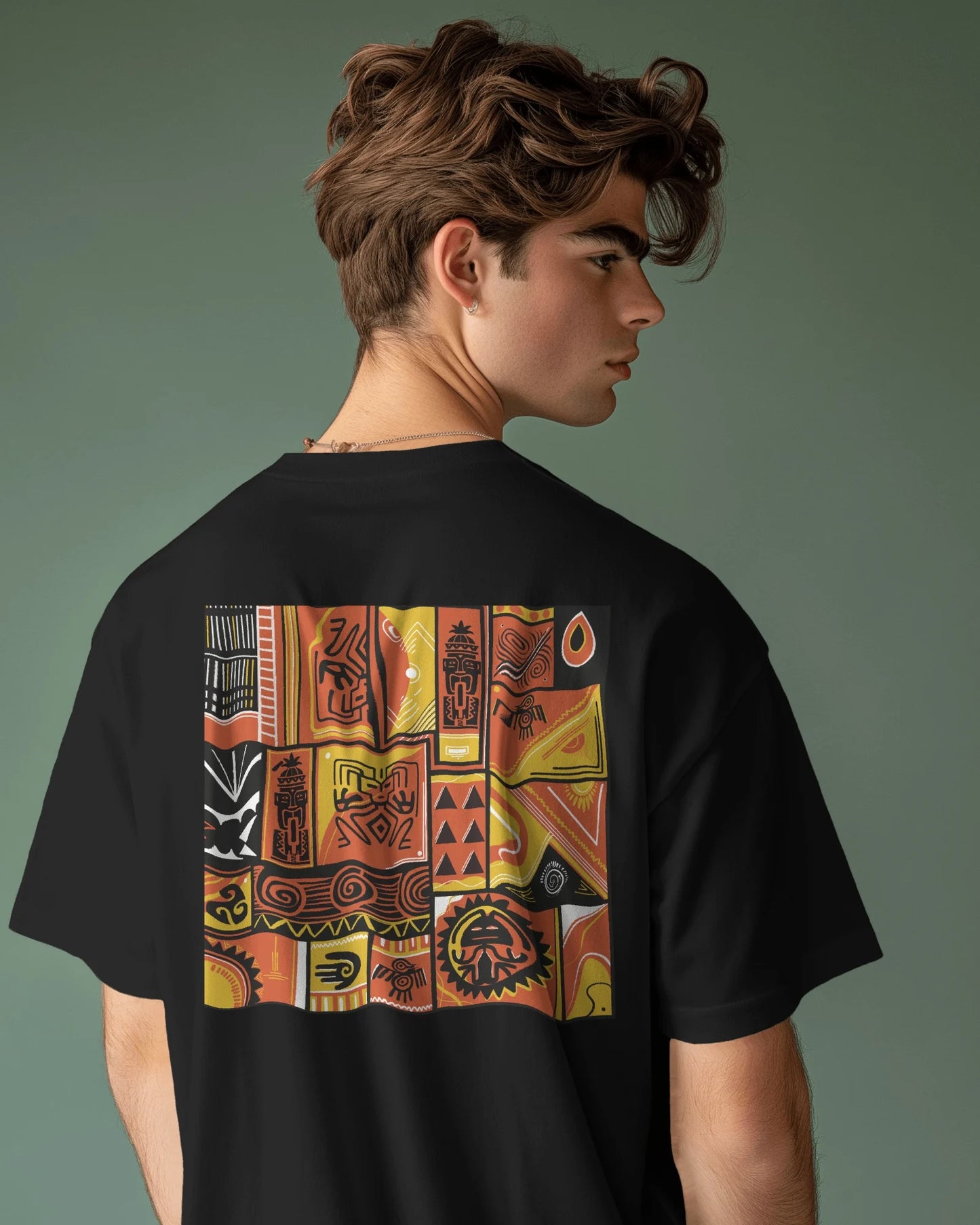 Tribal Mosaic Streetwear Mens Oversized T-shirt