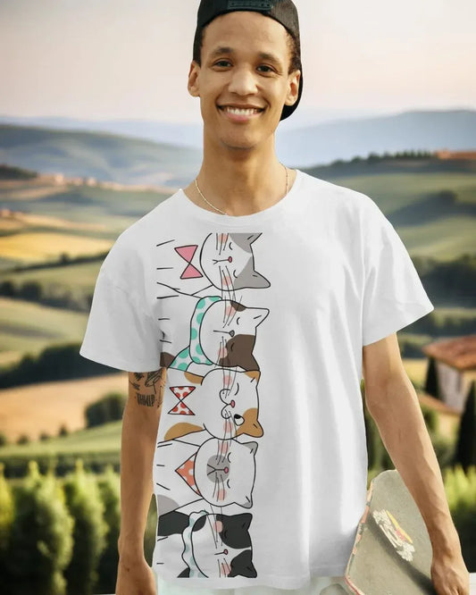 Stacked Meow Mens Oversized T-shirt