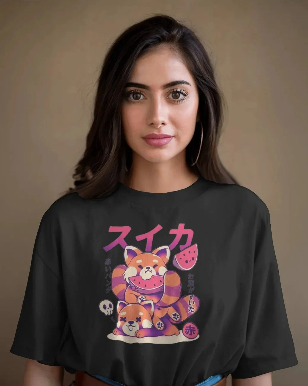 Red Panda Rebellion Women Oversized T-shirt