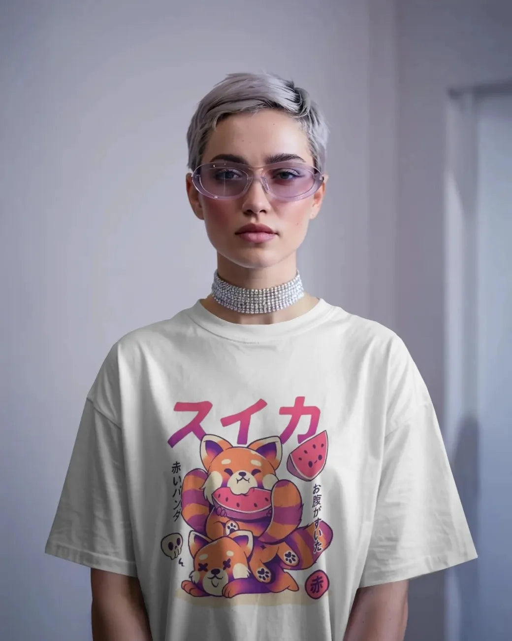 Red Panda Rebellion Women Oversized T-shirt