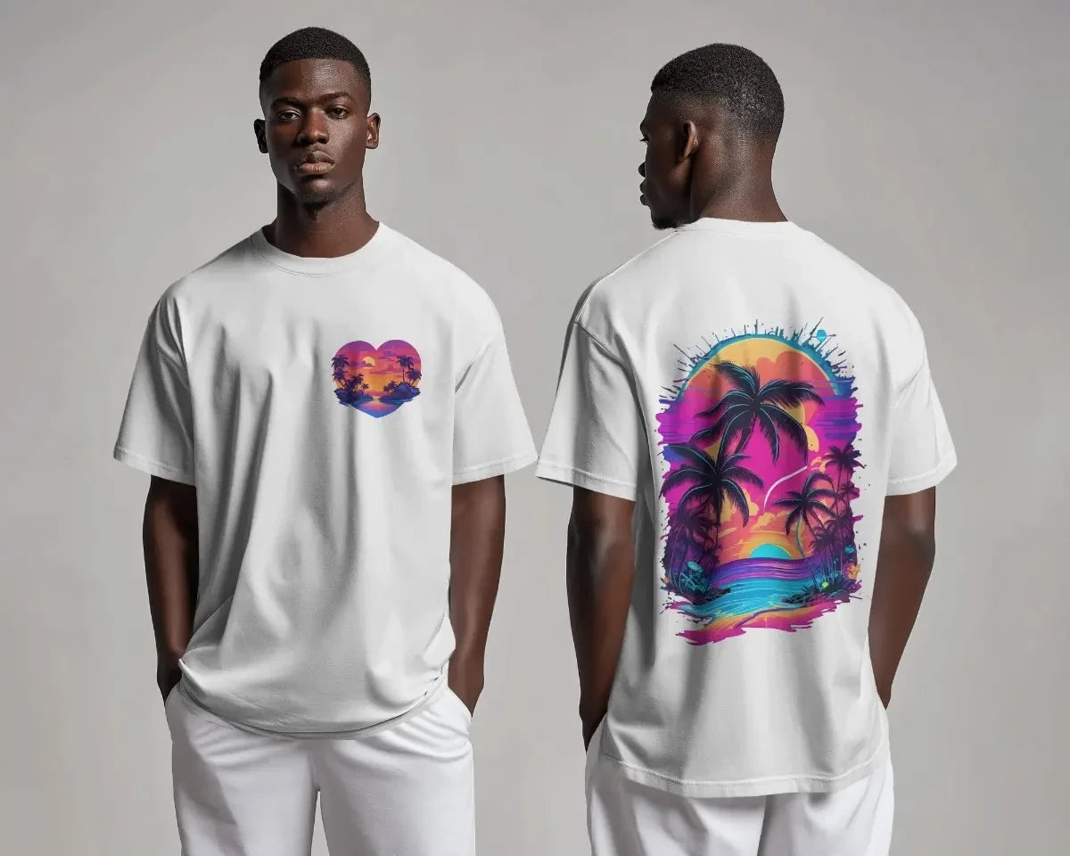 Neon Tropic Escape Mens Oversized T-shirt