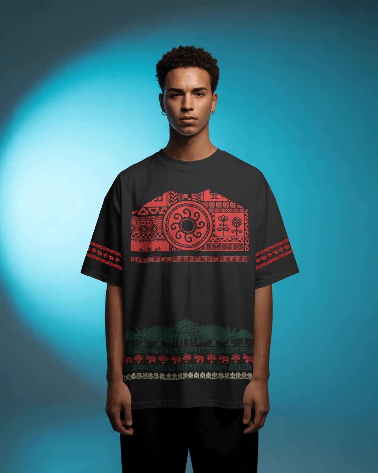 Tribal Cultural Mandala Mens Oversized T-shirt