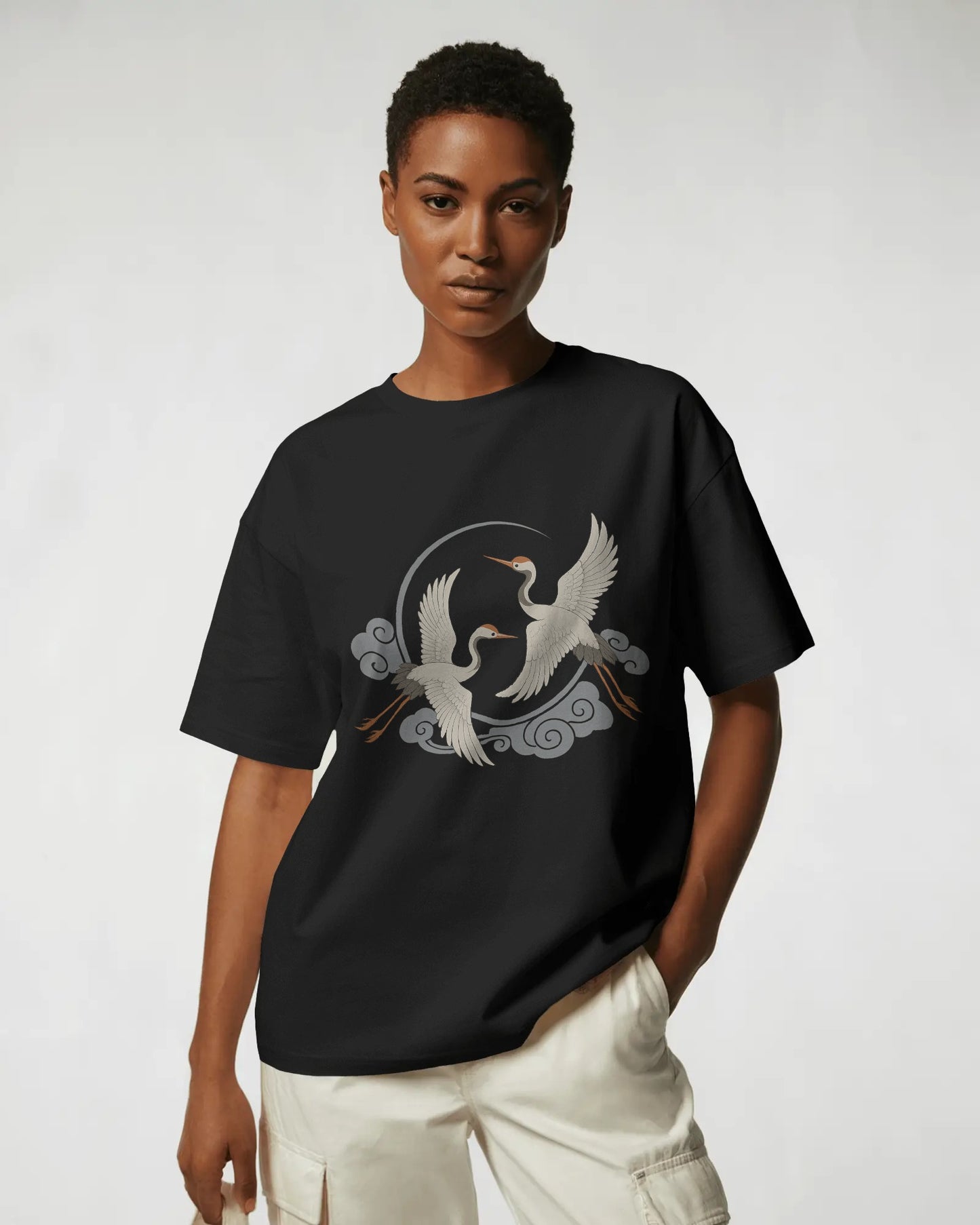 Celestial Cranes Women Oversized T-shirt