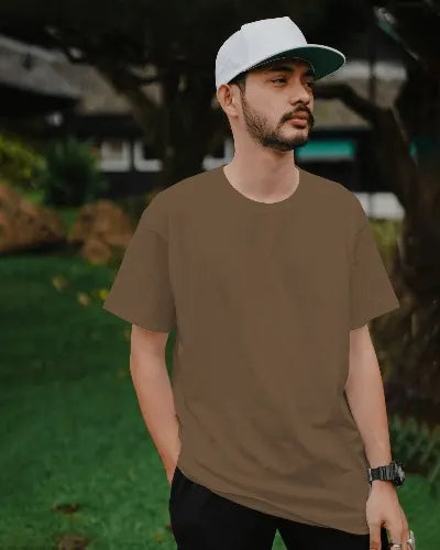 Brown Plain Oversized T-shirt