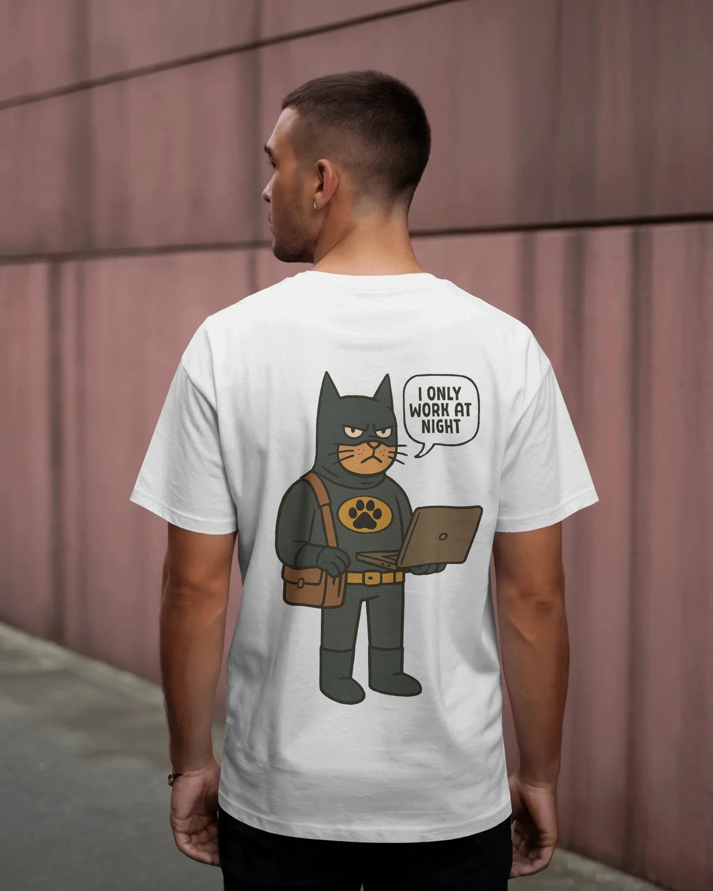 Catman Night Shift Mens Oversized T-shirt