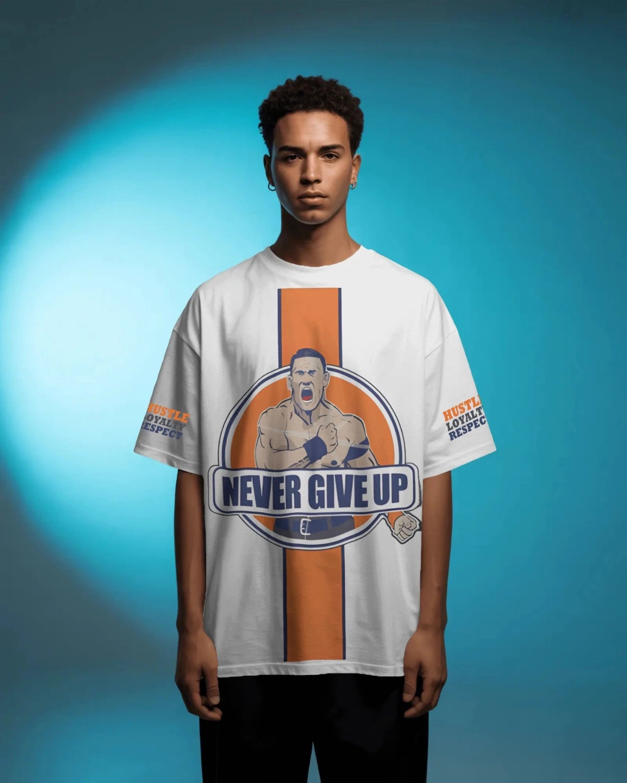 Never Give Up Mens Oversized T-shirt
