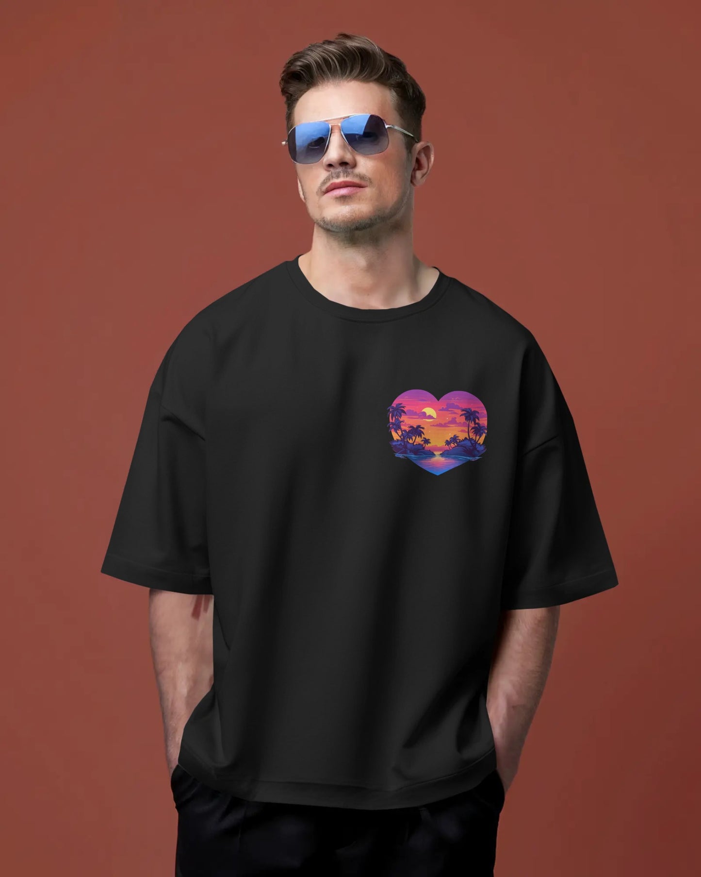 Neon Tropic Escape Mens Oversized T-shirt