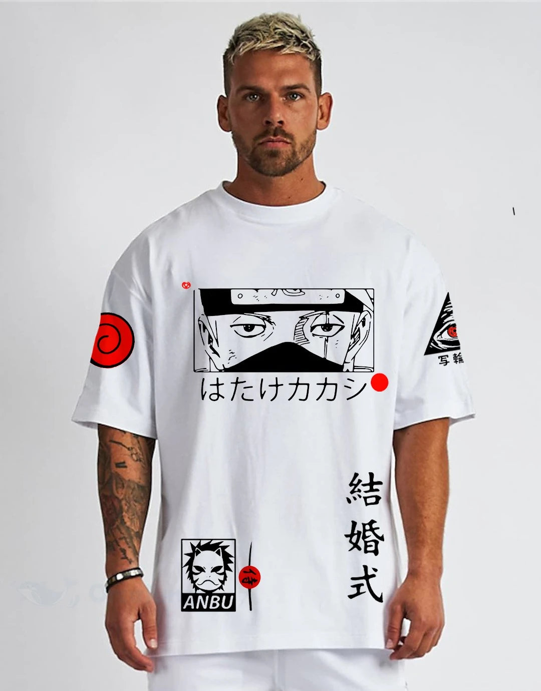 Naruto Team 7 Kakashi Mens Oversized T-shirt