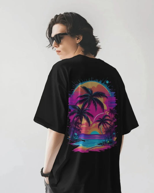 Neon Tropic Escape Mens Oversized T-shirt