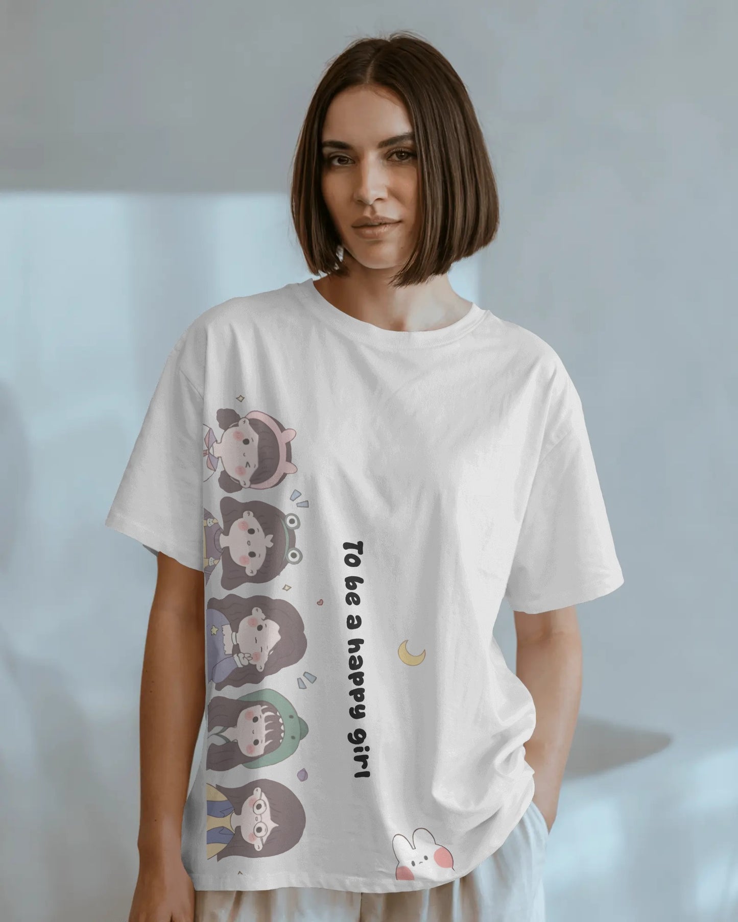 Happy Girl Vibes Women Oversized T-shirt