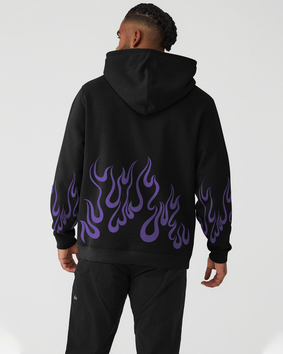 Midnight Purple Flames Mens Hoodie